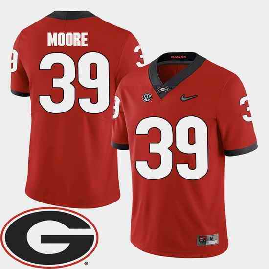 Men Georgia Bulldogs Corey Moore Red College Football Sec Patch 2018 Jersey